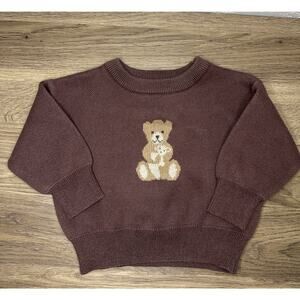 Narzbaby Sweater 3-6 Months Brown Teddy Bear Mom & Baby 100% Cotton Boy Infant